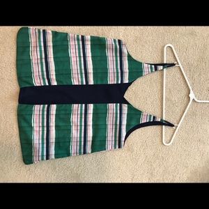 Top shop navy, green, white dressy tank.
